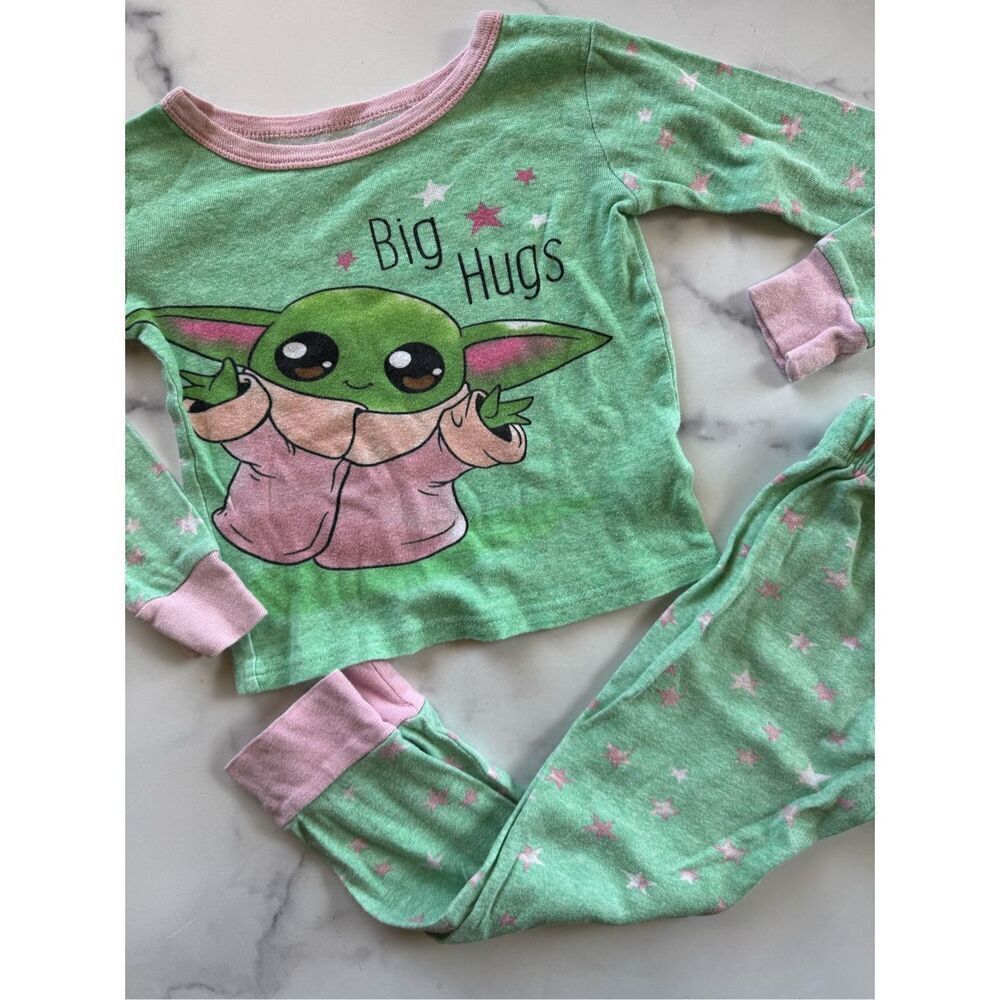 Star Wars Mandalorian Grogu girls green pajama set 3 piece top pants 100% cotton